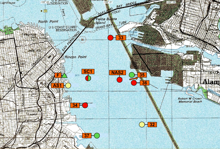 map of SBYC race area and marks